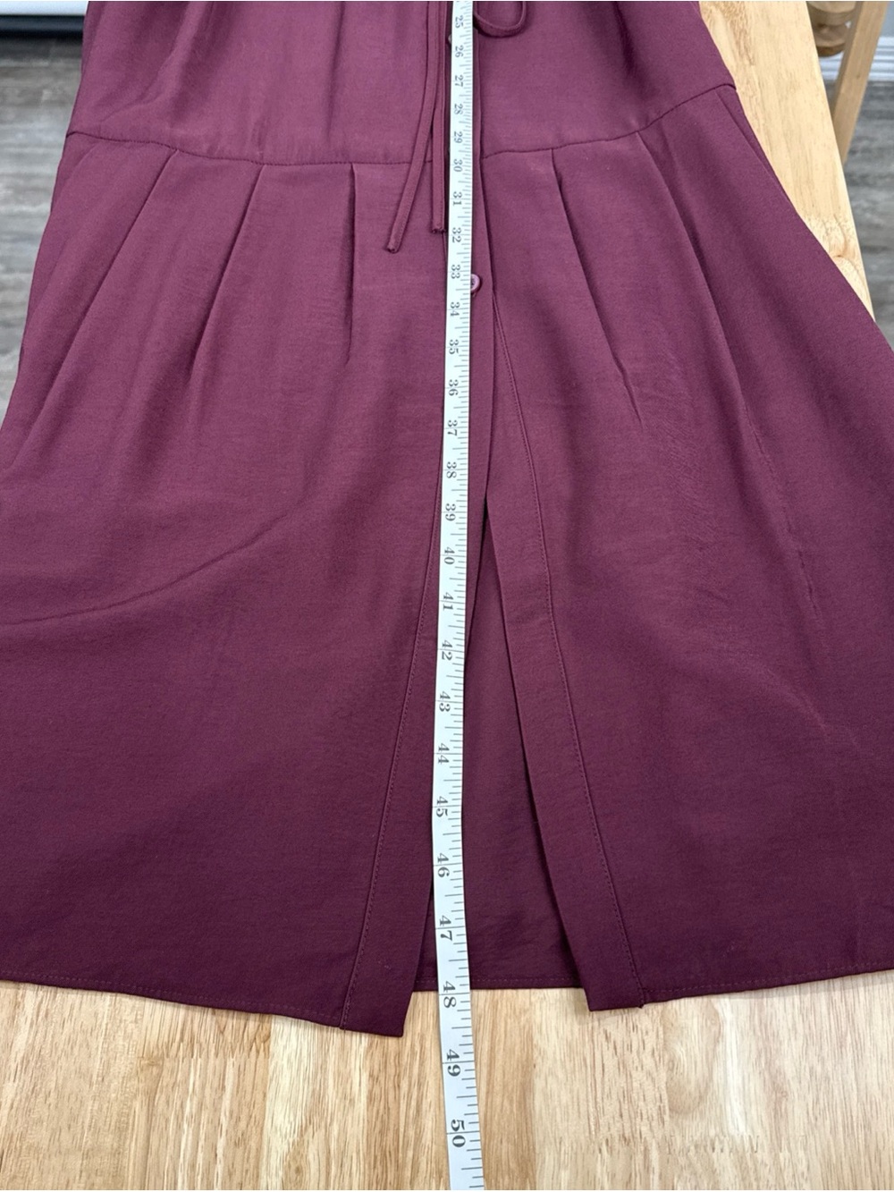 LOFT Women’s Burgandy Solid Button Front Long Sleeve Shirt Dress Size 10P - Picture 6 of 8